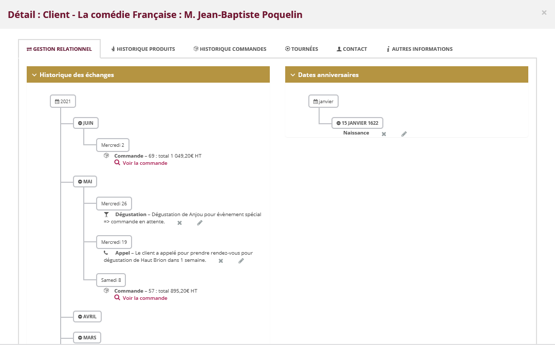 Historique relationnel client