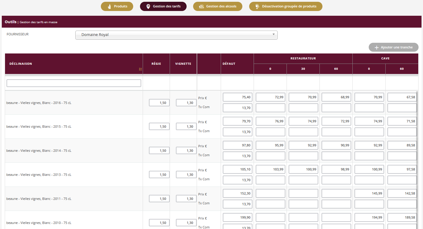Exemples de tarifs multiples